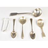 Georgian and later hallmarked silver cutlery to include fiddle pattern caddy spoon, London 1832,