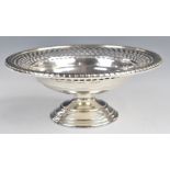 American silver pedestal dish with pierced decoration, marked Birks sterling, diameter 13cm,
