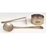 Hallmarked silver baby's pusher and pap spoon, Sheffield 1945, maker C W Fletcher & Son Ltd and an