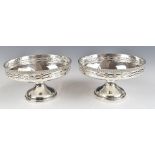 Pair of Mappin & Webb George V hallmarked silver pedestal bon bon dishes with pierced rims,