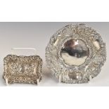 Two Victorian hallmarked silver embossed bon bon or similar dishes, larger Chester 1896, maker