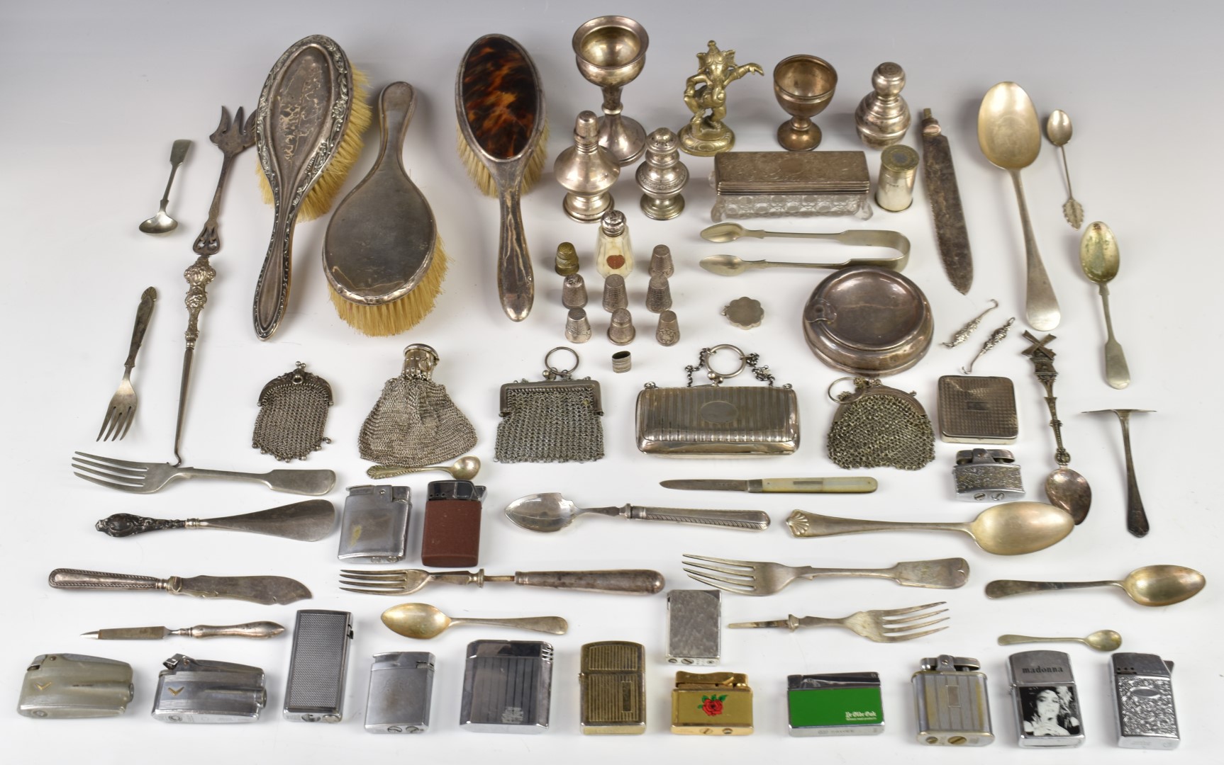 Hallmarked silver and other items to include hallmarked silver vase, eggcup and two salts/peppers,