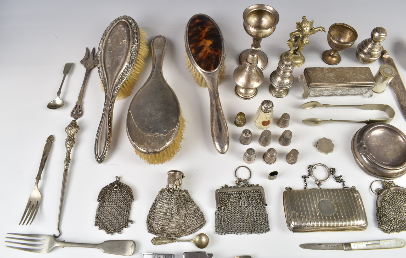 Hallmarked silver and other items to include hallmarked silver vase, eggcup and two salts/peppers, - Image 2 of 5