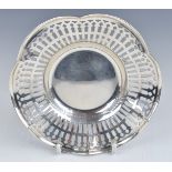 American silver bon bon dish with pierced and crimped decoration, marked sterling and with maker's