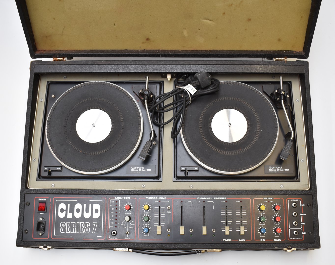 Cloud series 7 disco record deck, serial number 00437, includes two Garrard Disco Driver 80