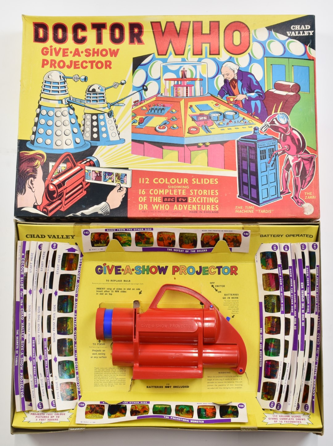 Chad Valley Doctor Who Give-A-Show Projector set, 1965, BBC TV Productions, in original box.