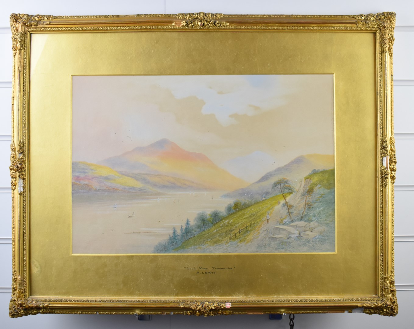 Attributed to A Lewis watercolour Scottish landscape 'Loch Ness, Trossachs', titled and with - Image 2 of 4