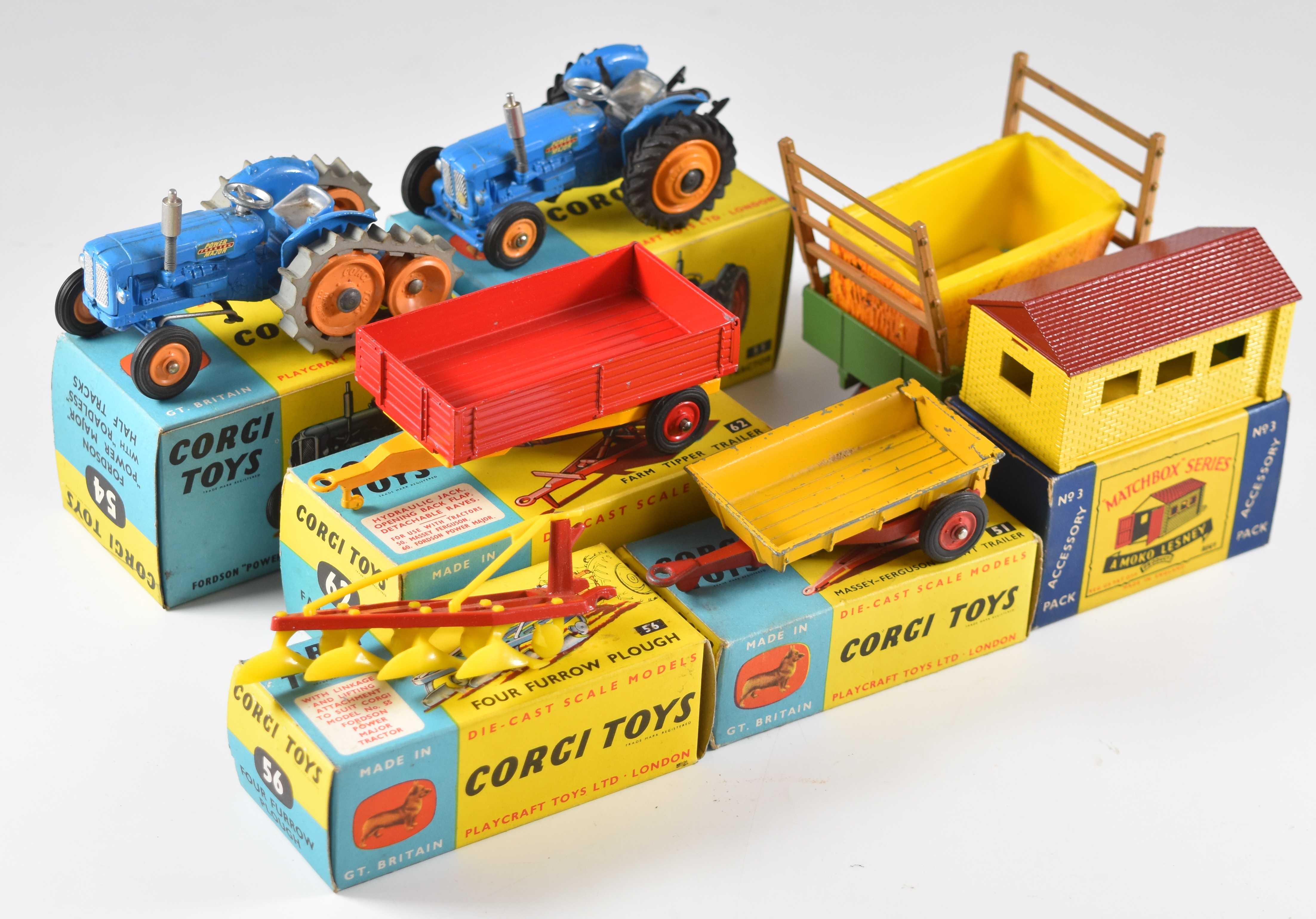 A collection of diecast model farming vehicles to include Corgi Toys Fordson 'Power Major' with