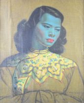 Tretchikoff retro or kitsch print 'The Chinese Girl', 59 x 49cm, titled verso, in gilt frame