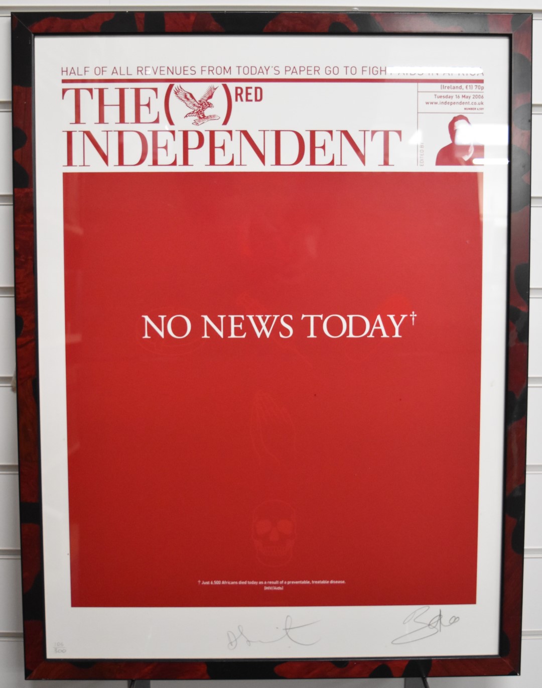 Damien Hirst (born 1965) signed limited edition (106/300) silkscreen print 'No News Today', 2006,