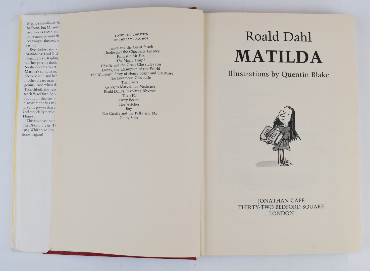 Roald Dahl Matilda illustrated by Quentin Blake, published Jonathan Cape 1988 first edition, in gilt - Image 2 of 4