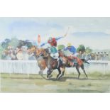 Stanley Keen pair of signed limited edition (726/850) horse racing prints, both 34 x 47cm, in gilt