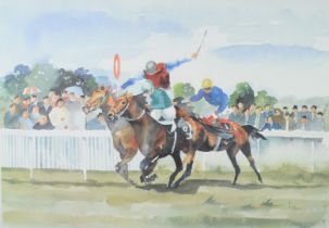 Stanley Keen pair of signed limited edition (726/850) horse racing prints, both 34 x 47cm, in gilt