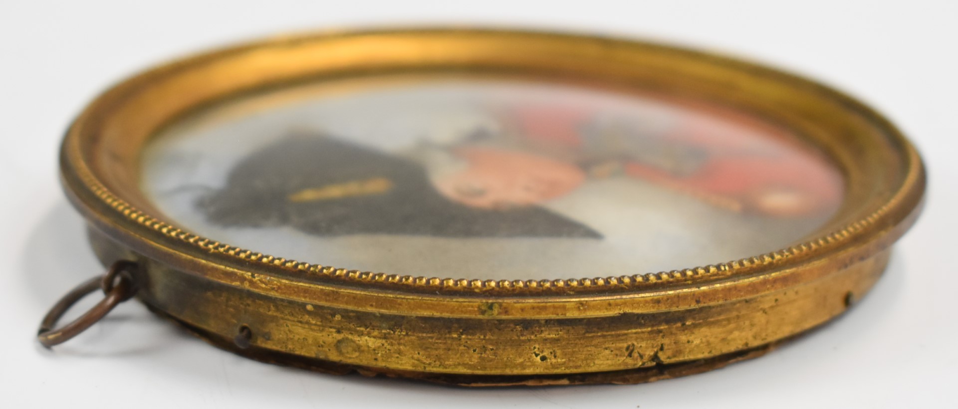 19thC portrait miniature on ivory, believed to depict King George III, in period gilt frame, overall - Image 3 of 3