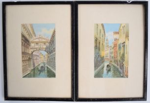 Alberto Trevisan (Italian 1919-1978) pair of watercolours Venetian scenes including the Bridge of