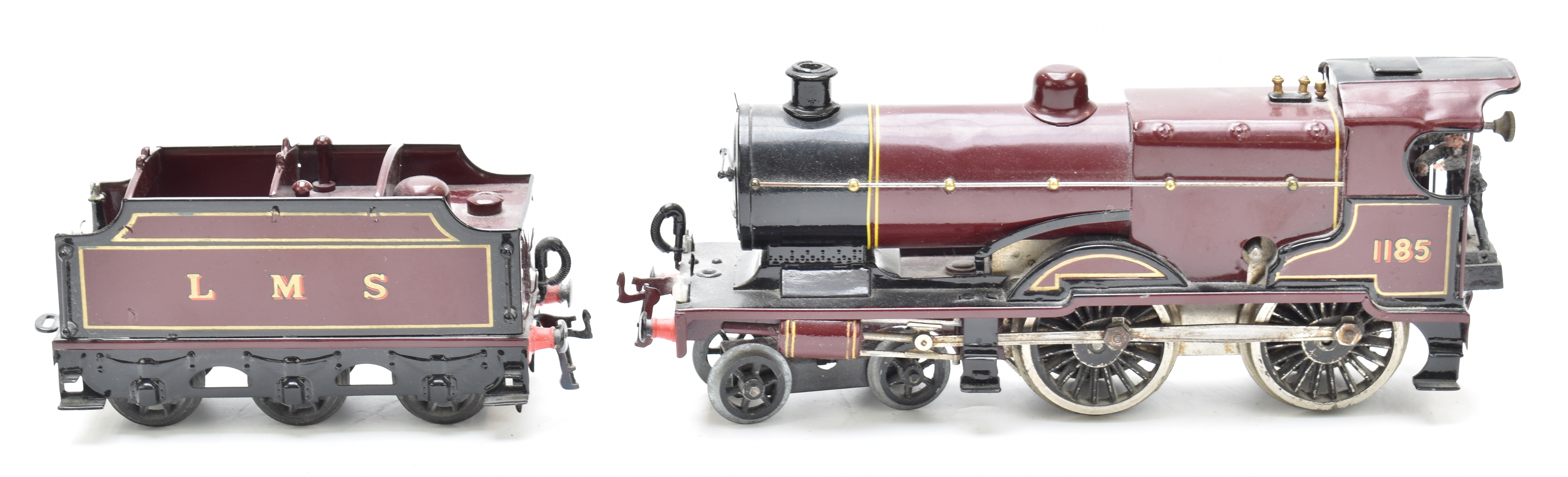 Hornby 0 gauge clockwork LMS 4-4-0 model railway tender locomotive - Image 3 of 5
