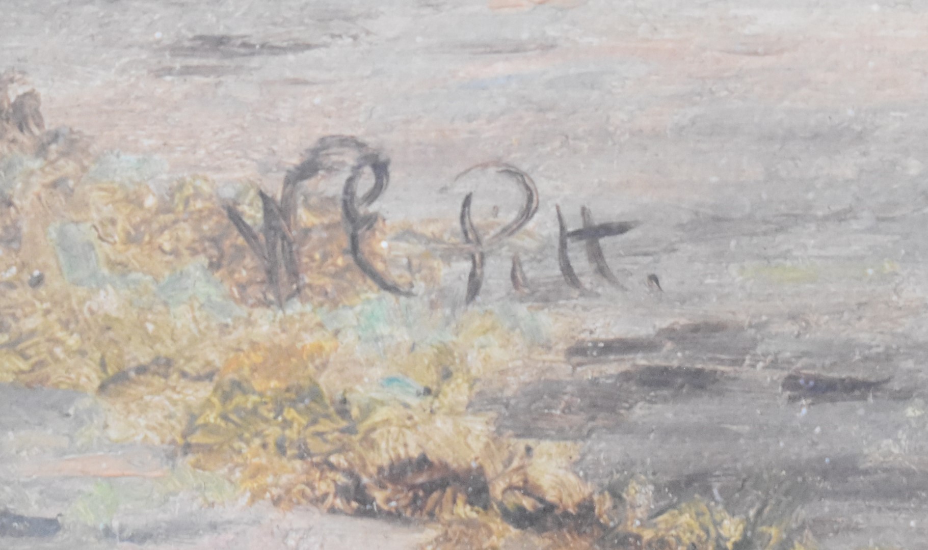 W E Pitt pair of oil on canvas village scenes, both signed lower left, 24 x 19cm, in ornate gilt - Image 5 of 6