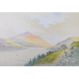 Attributed to A Lewis watercolour Scottish landscape 'Loch Ness, Trossachs', titled and with