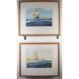 A D Bell (1884-1966, pseudonym for Wilfred Knox) pair of watercolours of maritime scenes 'Out on the