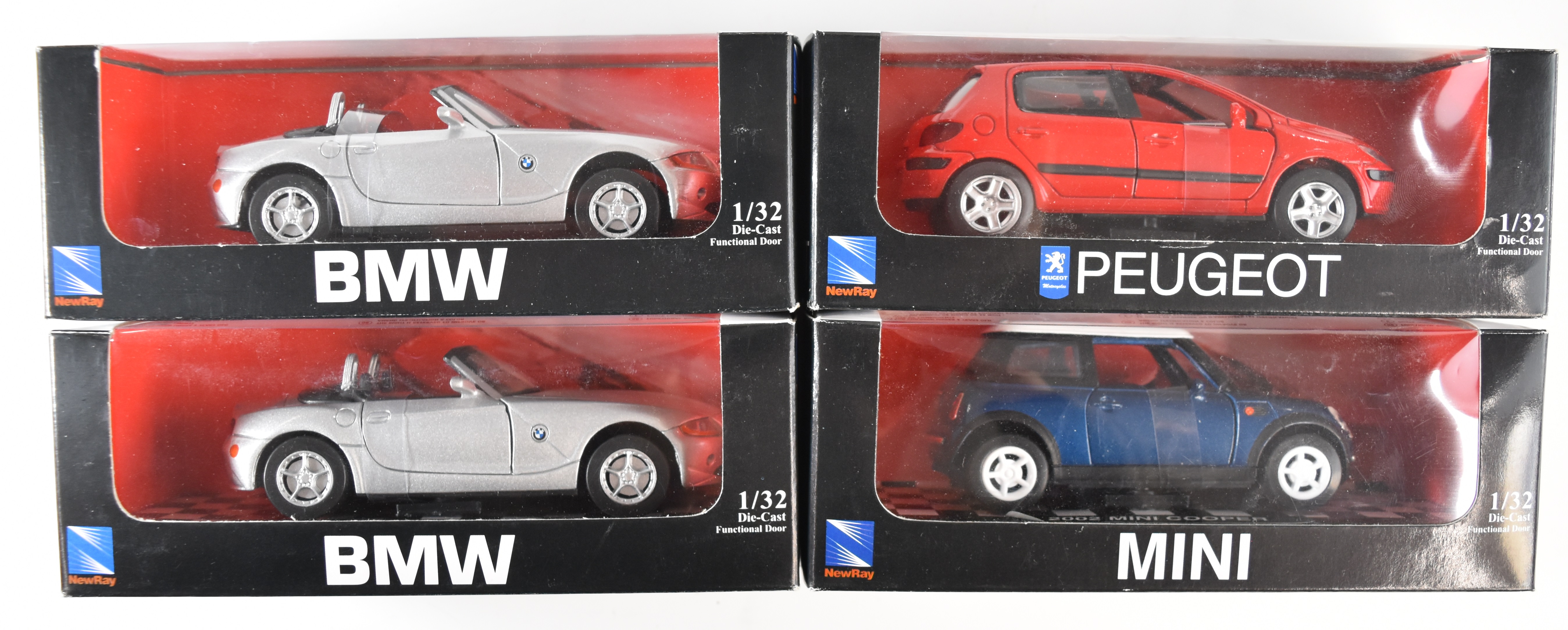 Eight NewRay 1:32 scale diecast model cars to include BMW Z4, Peugeot 307, Chrysler Crossfire and - Image 2 of 3