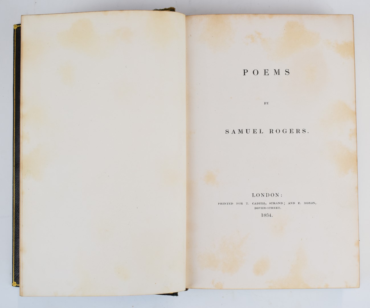 Samuel Rogers Poems and Italy, A Poem printed for T. Cadell, Strand etc 1830 & 1834 in two volumes - Image 2 of 6