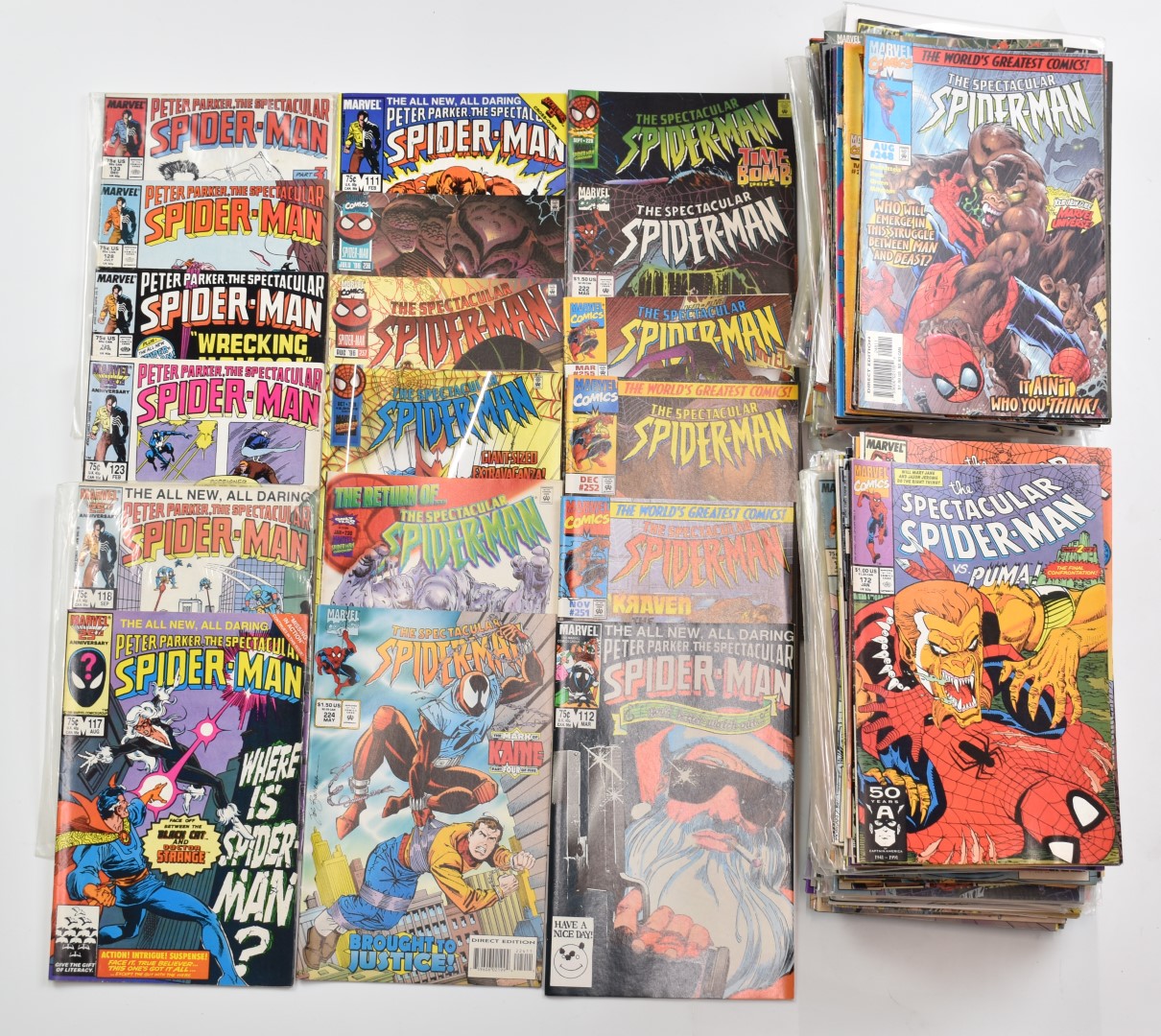 Over one hundred and sixty Spectacular Spiderman Marvel comics.