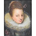 Manner of Federico Zuccaro (1539-1609) oil on panel portrait of an Elizabethan lady, 25 x 19.5cm, in