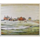Laurence Stephen Lowry RBA RA (1887-1976) signed limited edition (of 850) print 'Landscape with Farm