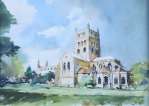 Brian Lancaster (1931-2005) watercolour Tewkesbury Abbey, signed lower right and titled verso, 31