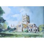 Brian Lancaster (1931-2005) watercolour Tewkesbury Abbey, signed lower right and titled verso, 31