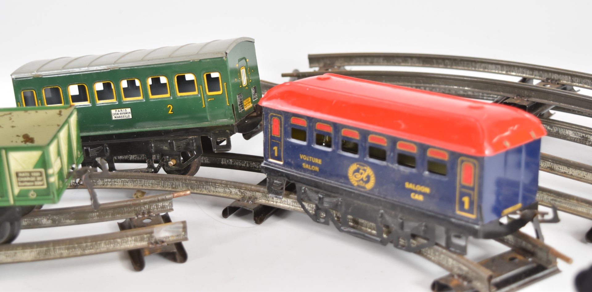 Hornby 0 gauge model railway set comprising clockwork tender locomotive and six various wagons. - Image 5 of 6