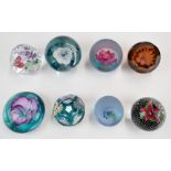 Eight Caithness glass paperweights comprising Butterfly Dream, Highland Spray, Waterlily