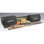 Five seperate spools with fly lines in two Greys bags, Streamtec 7' 6" # fly fishing travel rod