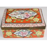 French porcelain casket with hinged lid and ormolu mounts, W16 x D13.5 x H7cm