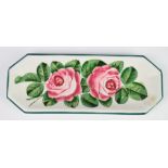 Wemyss pen tray decorated with roses, impressed and printed marks to base, 25 x 9.5cm