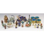 A collection of 19th / 20thC miniature and novelty Chinese cloisonné ware including tea ware,