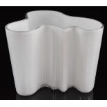 Alvar Aalto for Iittala Savoy glass vase with white casing over clear ground, signed to base, 15.8cm