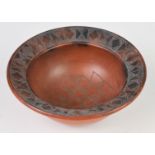 Siddig El Nigoumi (1931-1996) incised earthenware studio pottery bowl with geometric border,
