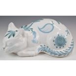 David Sharpe for Rye Pottery recumbent cat, length 33 x height 13cm