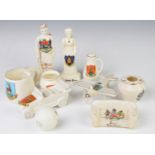 Crested china including Carlton, Goss soldier, aeroplane etc, crests include Manchester,