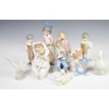 Ten Lladro / Nao figures, tallest 22cm