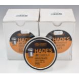 Ten sealed tins of JSB Match Hades Diabolo .22 5.5 air rifle pellets, in original boxes.