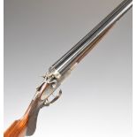 Webley & Scott 12 bore side by side hammer action shotgun with named and engraved lock, engraved