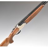 Lanber 12 bore over and under ejector shotgun with engraved locks, trigger guard, underside and