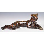 Anita Harris 'Hot Coals' recumbent leopard, two Lorna Bailey vases and a jug, tallest 23cm