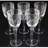 Five John Rocha for Waterford Crystal oversized clear glass wine glasses with cut decoration, 25cm