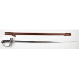 British 1827 pattern Light Infantry sword with strung bugle to guard, 82cm fullered blade and