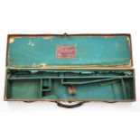 T Page-Wood leather bound shotgun case with fitted interior and 'Established 1876 T. Page Wood &