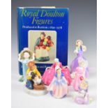 Collection of Royal Doulton figures including Betsy, Polly Peachum, Dinky Do, Childhood Days etc