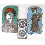 Adam Dworski (1917-2011) for Wye Pottery two studio pottery enamelled Madonna and Child wall plaques